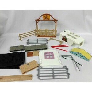 Schleich Horse Barn Playset Replacement Parts Lot of 22 Fence Gate Truck Top Mat